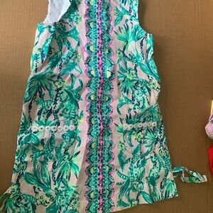 Lilly Pulitzer girls mini shift dress 6 Tropical Print Sleeveless Dress